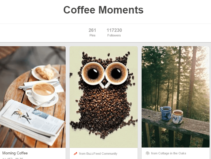 Starbucks community engagement on Pinterest