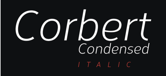 Screenshot of the Corbert Condensed Italic header.