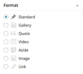 You can choose from a list of post formats in the post editor