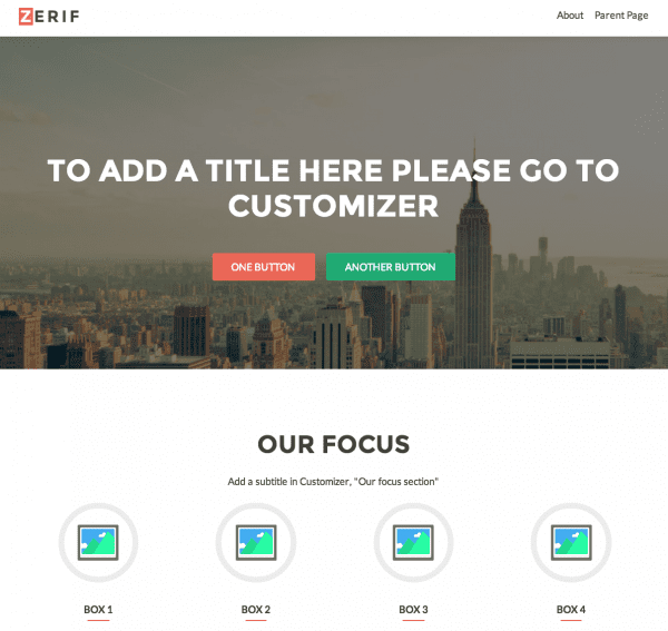 Zerif One Page WordPress Theme: Compatible with WooCommerce