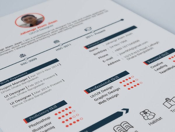 20  free resume design templates for web designers