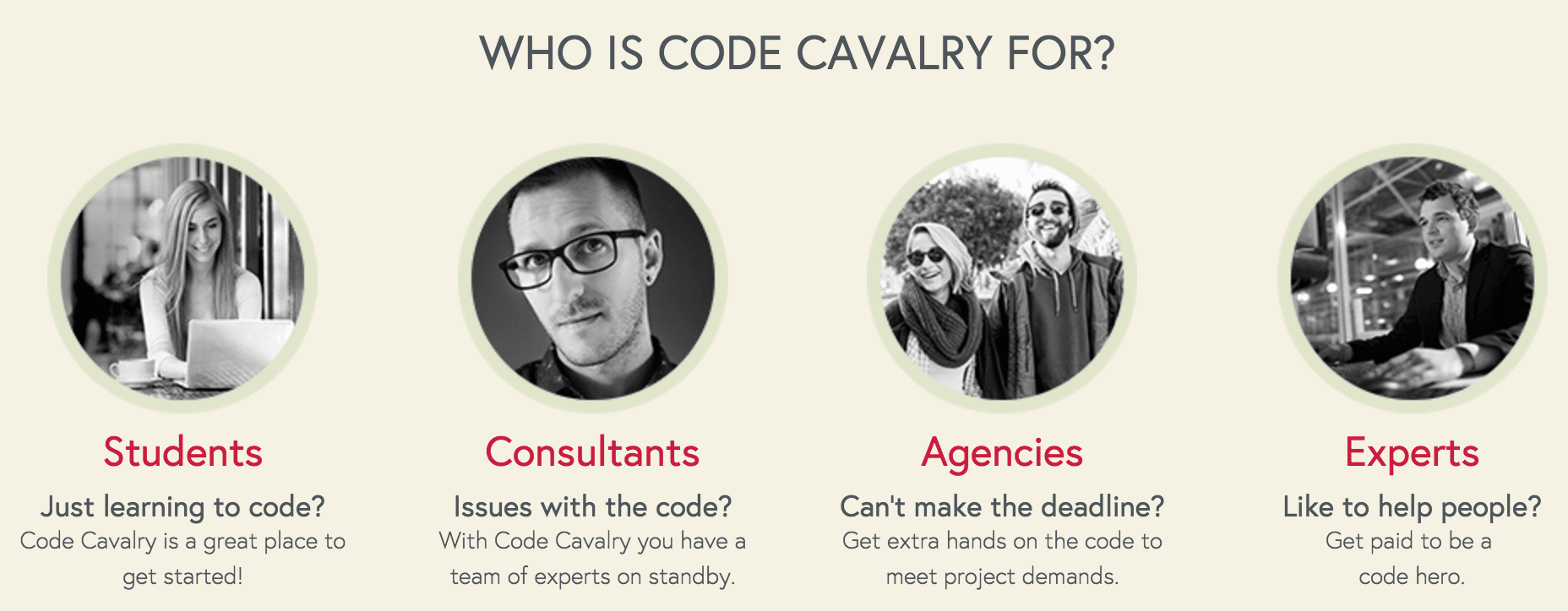 The Code Cavalry homepage.