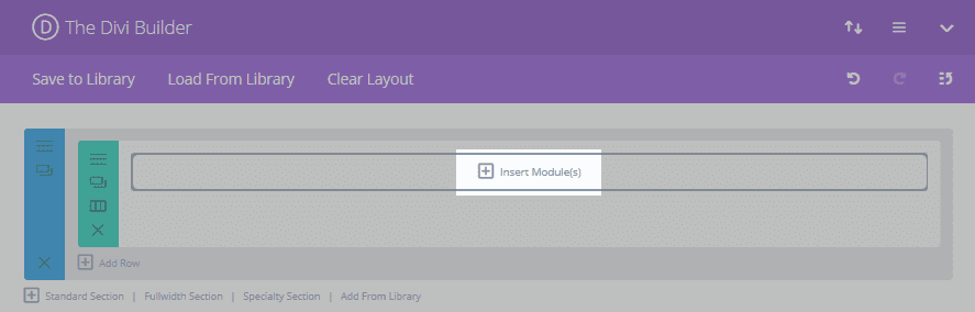 The Divi Builder interface with the Insert Column(s) button highlighted