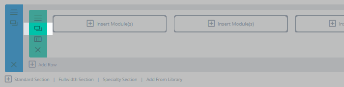 The Divi Builder with the row copy button highlighted