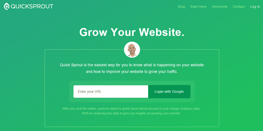 The Quicksprout homepage