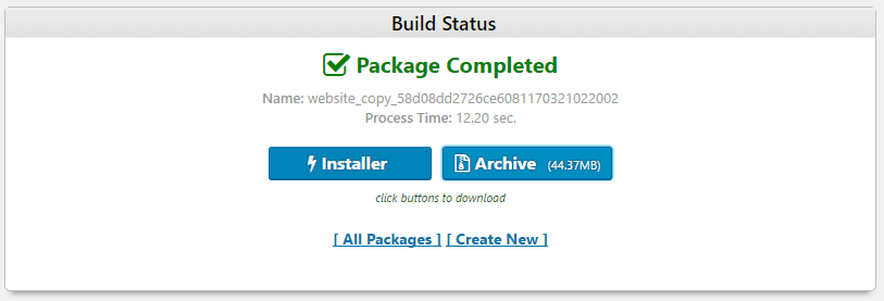 Downloading your installer and accompanying archives.
