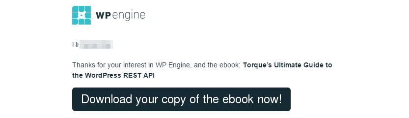 A welcome email that delivers on an e-book promise.