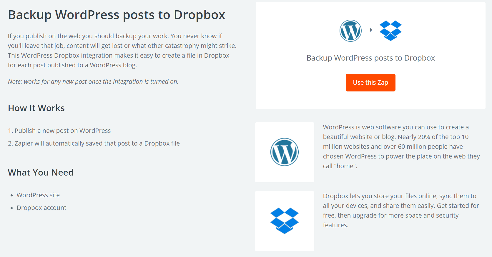 The Dropbox integration Zap.