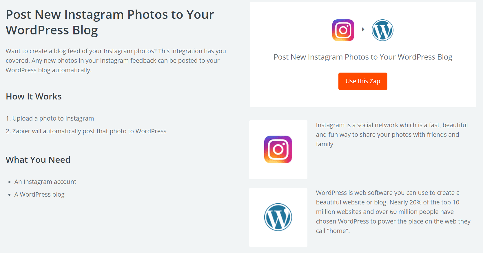 The Instagram integration Zap.
