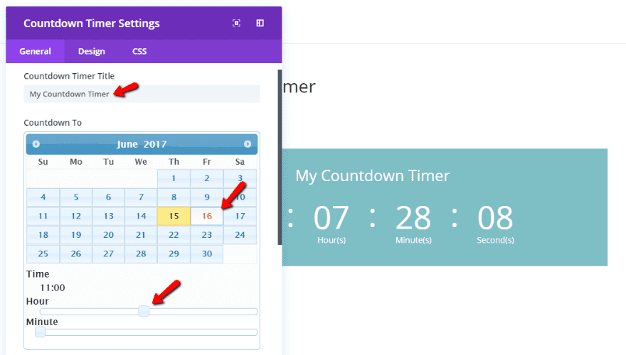 Divi Countdown Timer module
