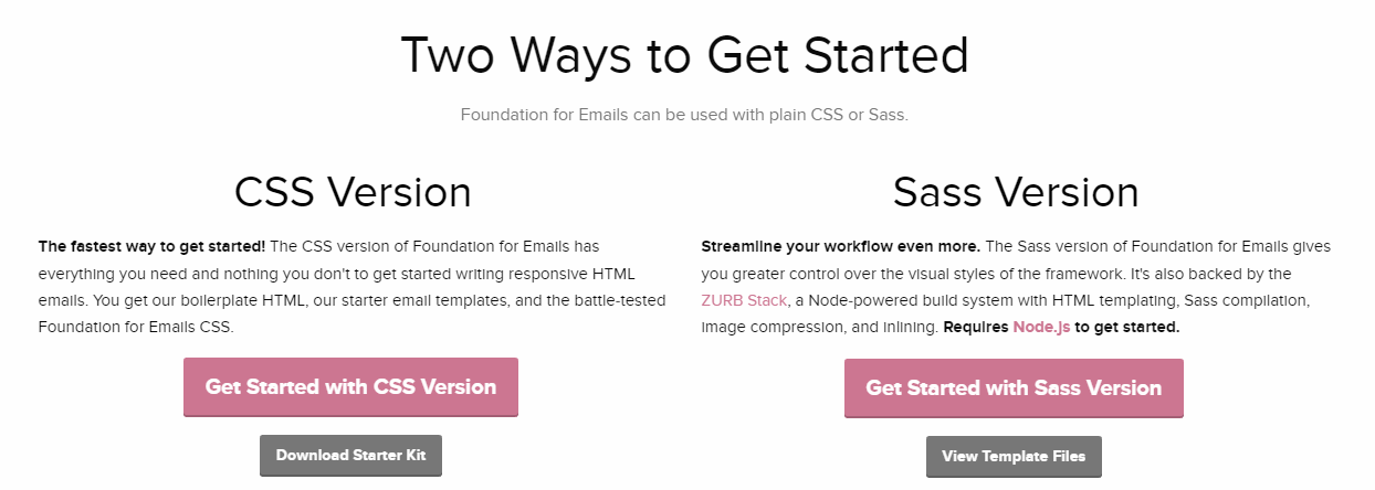 The Foundation for Emails Getting Started page.