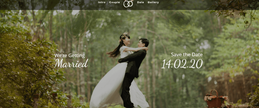 A wedding site created with Divi.