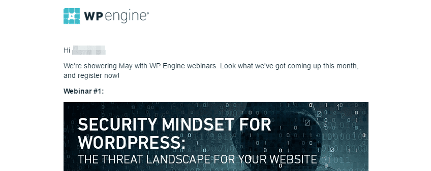 A promotional email for a webinar.