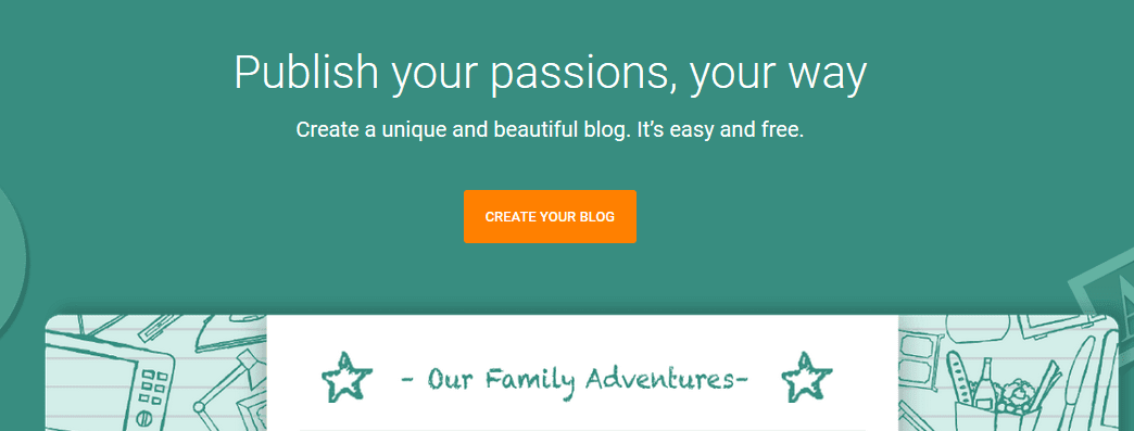 The Blogger homepage.