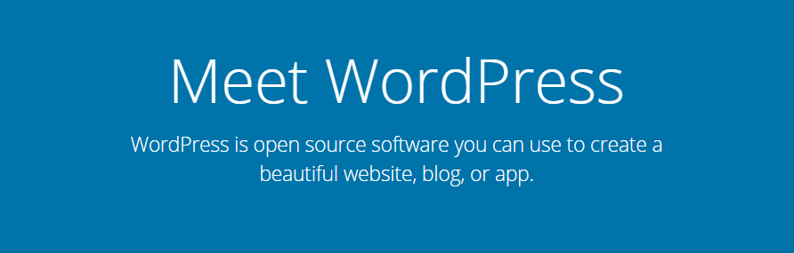 The WordPress homepage.