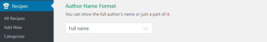 Configuring the format of your recipe author's name.