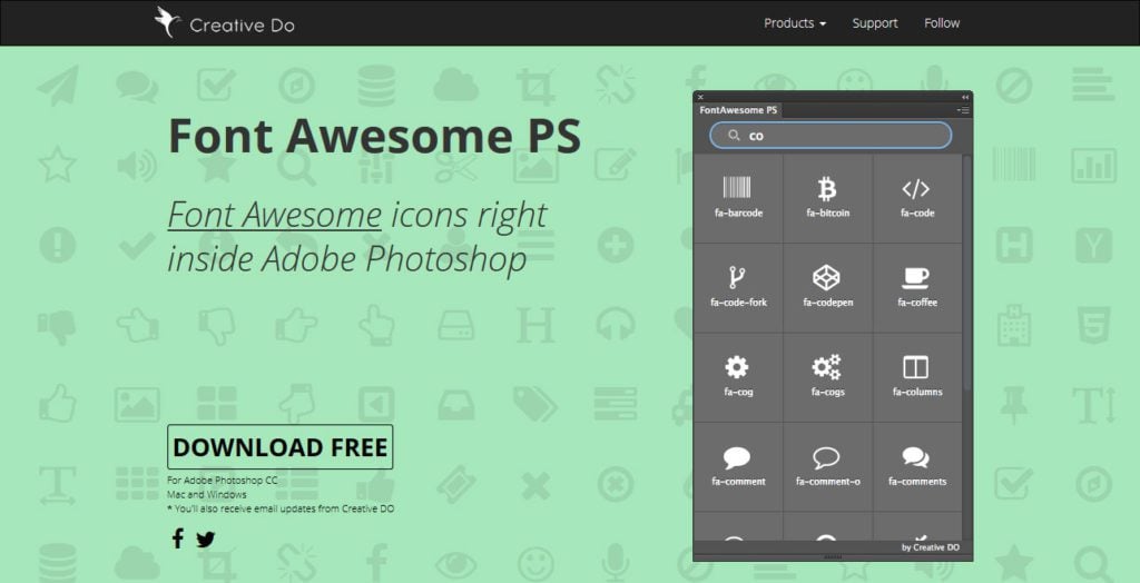font awesome ps photoshop plugins