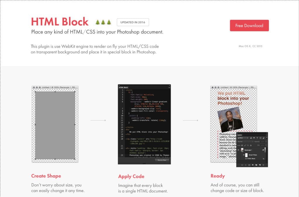 html block photoshop plugins