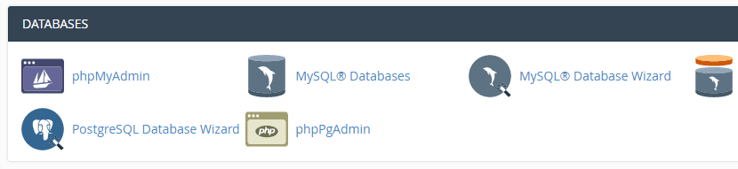 The MySQL Databases tool.