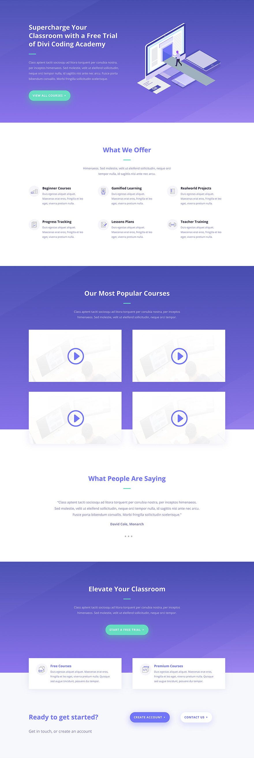 e-course marketing layout